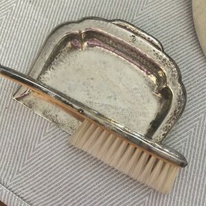 Antique/Vintage Silver Plated Crumb Pan and Brush